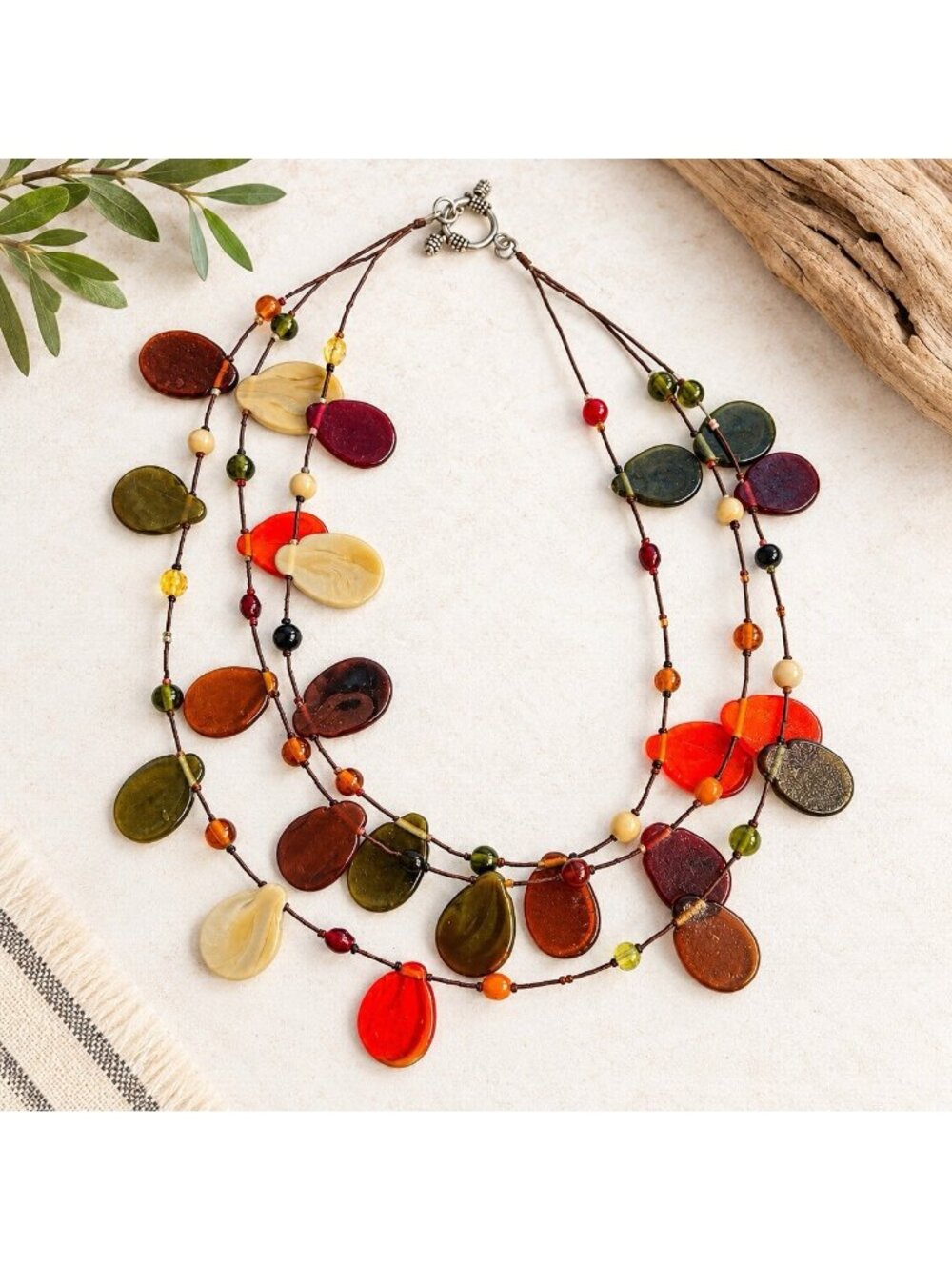 Vintage Multi-Strand Glass Bead Necklace Artisan Boho Statement Handmade